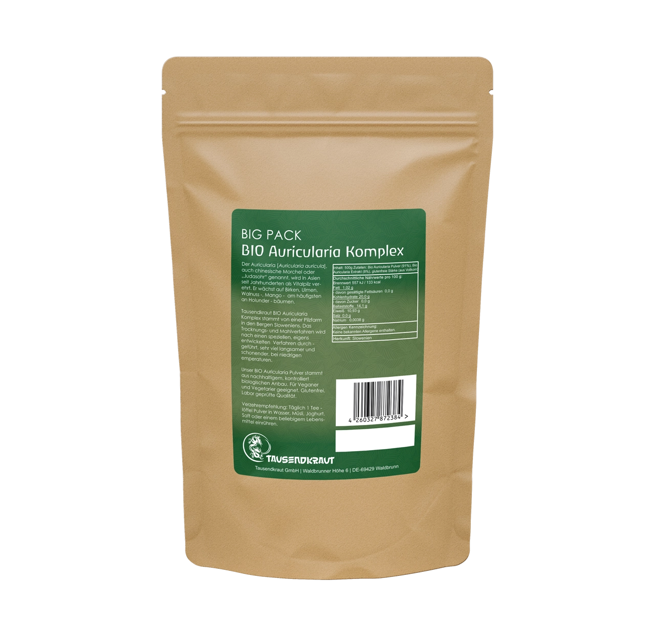 Auricularia Vitalpilz Pulver BIO (500g) BIGPACK Auricularia Vitalpilz Pulver BIO (500g) BIGPACK