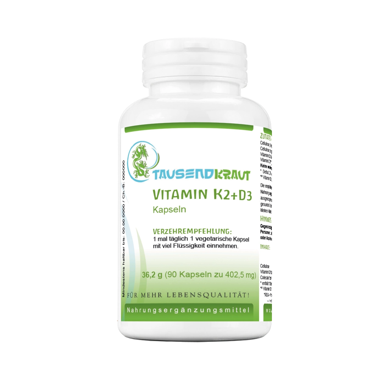 Vitamin K2 + D3 (90 Kapseln) 100% all-trans Vitamin K2 + D3 (90 Kapseln) 100% all-trans