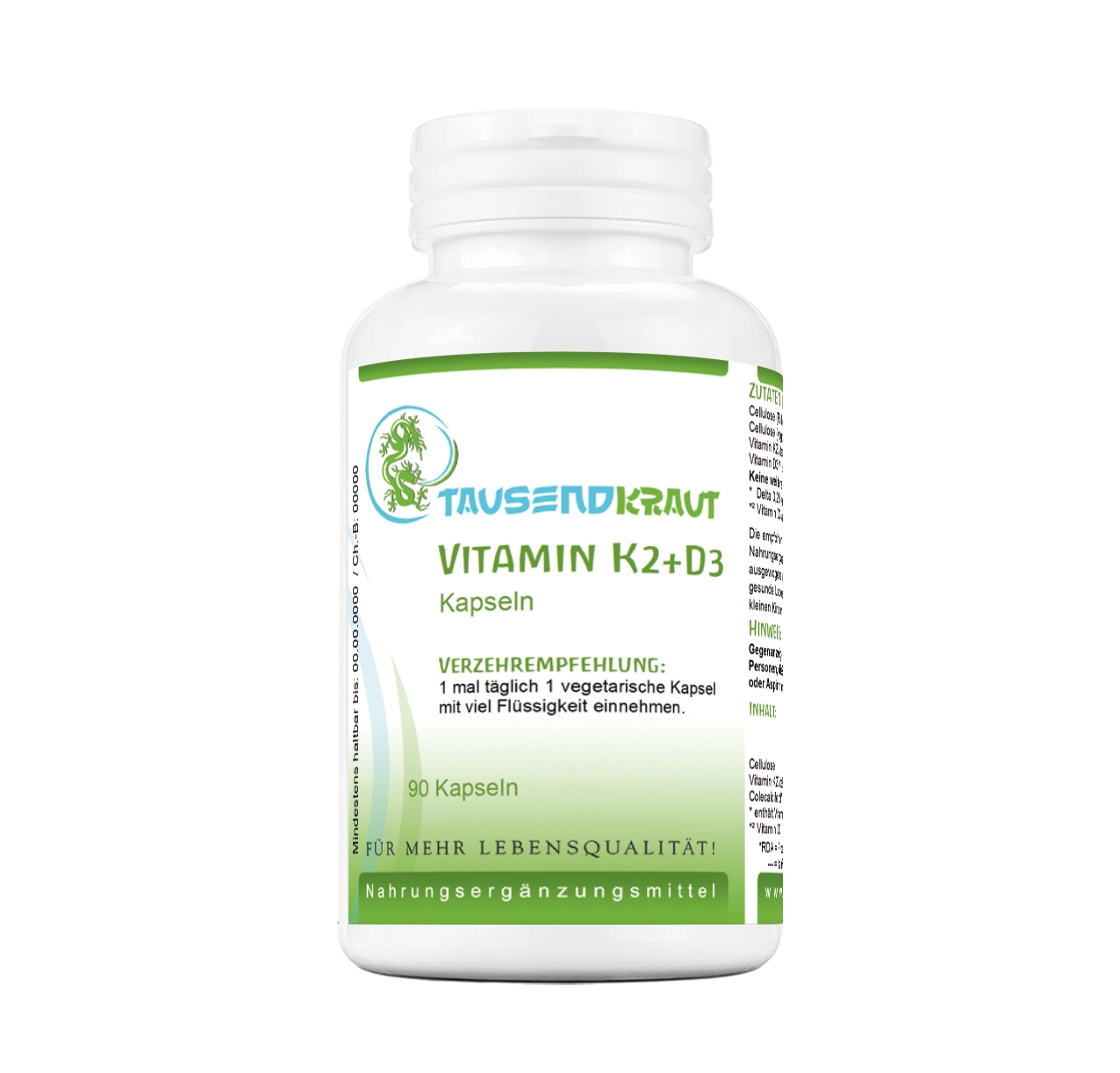 Vitamin K2 + D3 (90 Kapseln) 100% all-trans